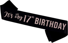 It’S My 17Th Birthday Sash,17 Years Old Sash,Rose Gold Glitter 17Th Birthday Gif
