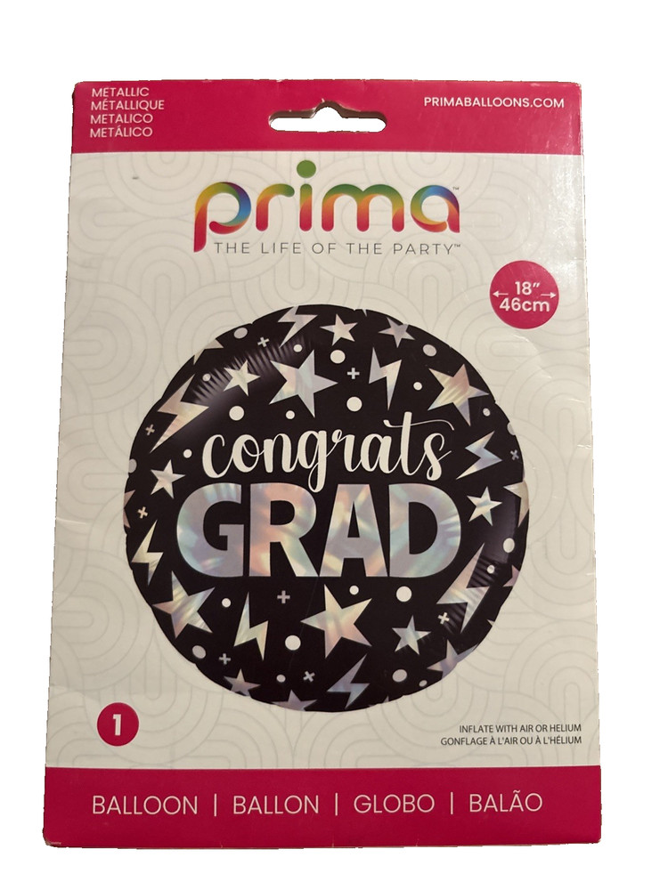 Prima “Congrats Grad” Black & Silver Balloon Graduation Party Decoration NEW