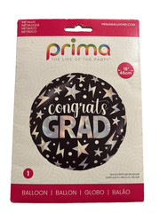 Prima “Congrats Grad” Black & Silver Balloon Graduation Party Decoration NEW