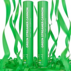 2 Pack Streamer Confetti, 12» Biodegradable Green Cannon, Pride Party Poppers