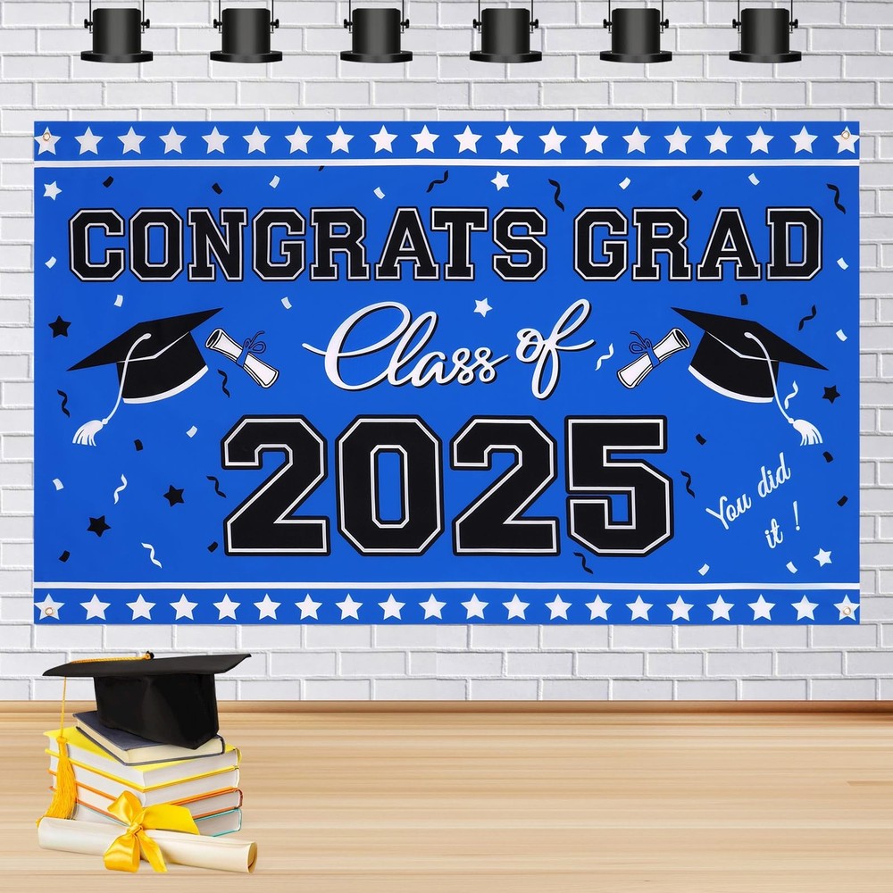 Graduation Decorations 2025 Banner – Class of 2025 Graduation Photo Backdrop