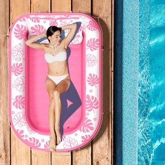 Inflatable Tanning Pool Lounger Float with Cervical Pillow – Floats Adult for