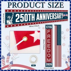 3 Pcs 250th Anniversary Banners 1776-2026 American Patriotic black