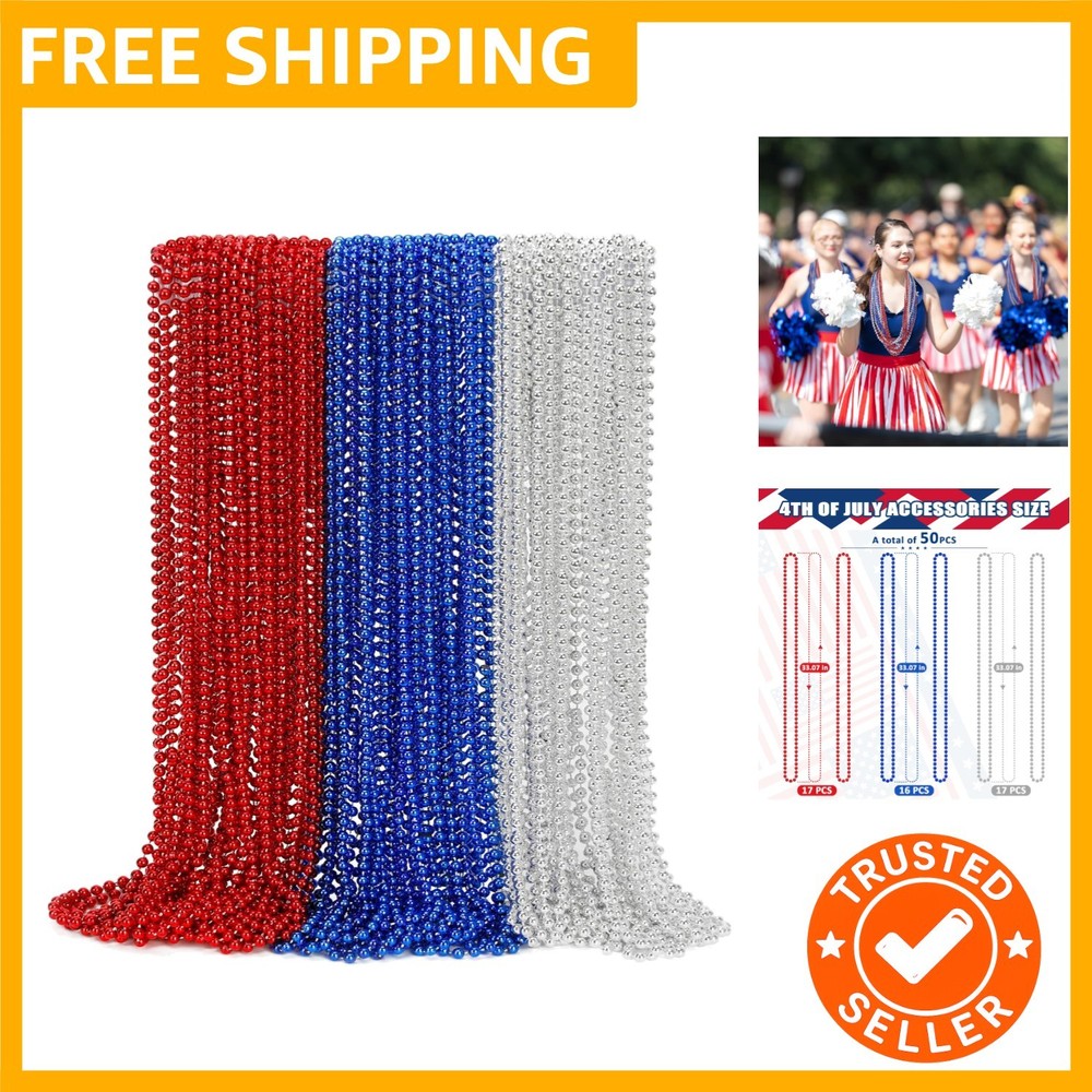 4th of July Necklace Decorations, 24PCS Veterans Day Beads Party Favors Bulk,…