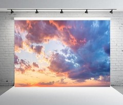 8x6ft Fabric Sunset Sky Clouds Backdrop Bright Sky Sunset Scenery Cloudy 8x6FT