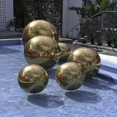 Yescom 2PCS 20″ Big Shiny Inflatable Mirror Ball Giant Reusable Hanging Gold