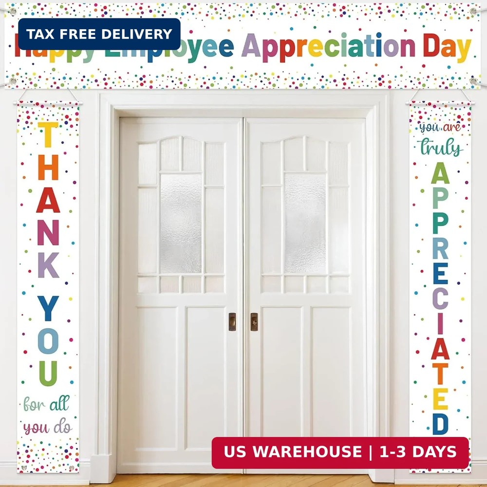 Tingjoo 3 Pcs Employee Appreciation Banner We Appreciate You Decor for Teacher N