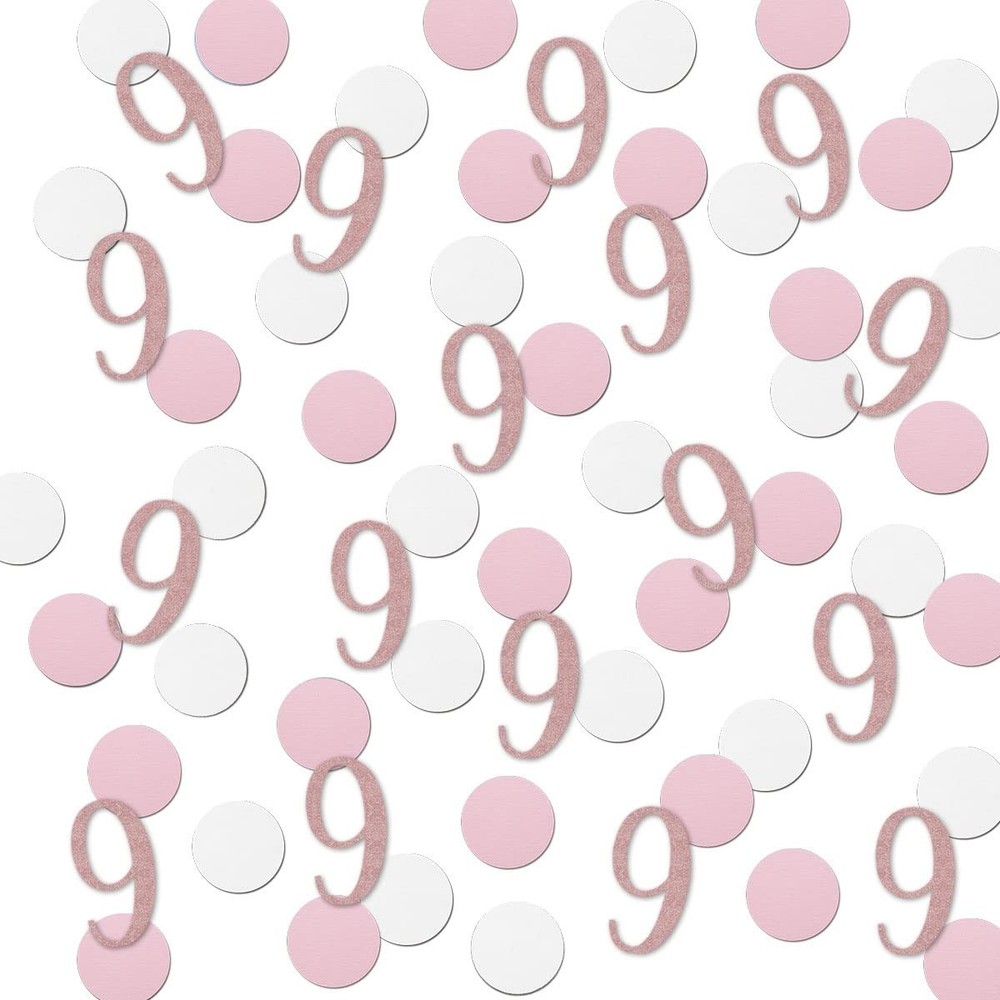 Rose Gold 9 Confetti 9th Birthday Glitter Number 200 PCS Anniversary Party Use