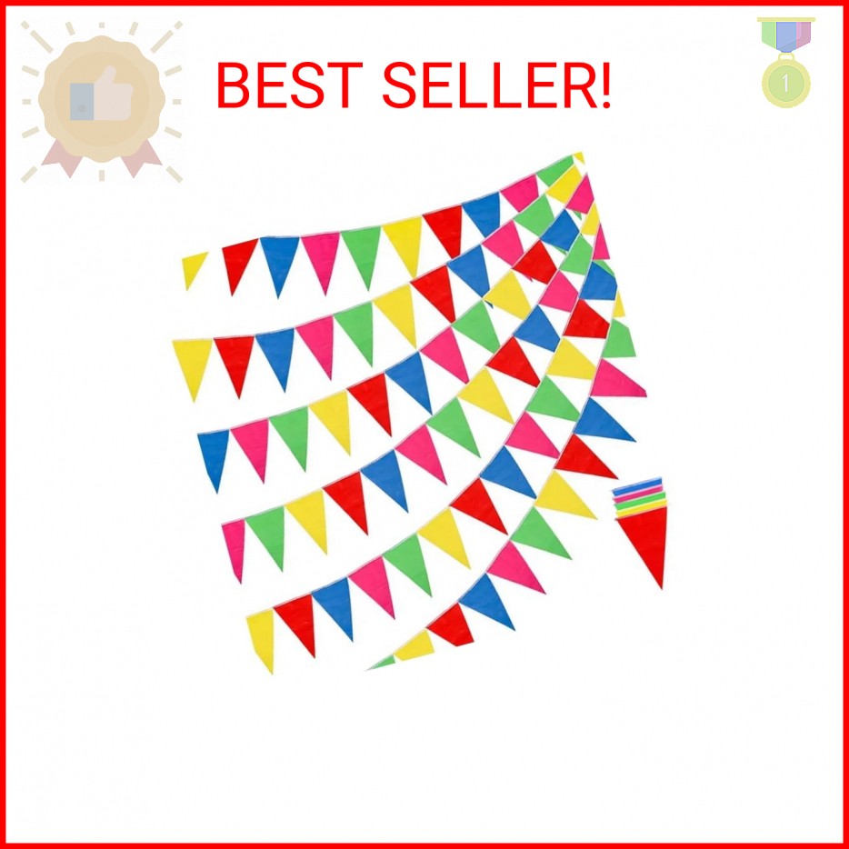 Multicolor Nylon Pennant Flags, 263Ft Durable Banner Rope, 200-300Pcs for Events
