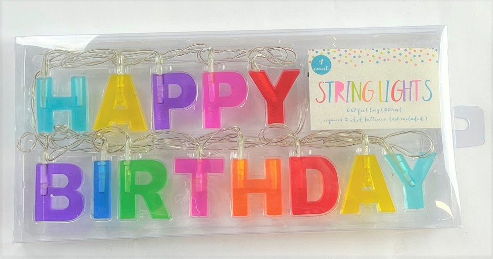 Happy Birthday String Lights 6.6ft Reusable Birthday Party Décor Lights New