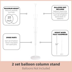 Balloon Column Stand Kit Set of 2 – Balloon Tower with Stand, Base, and Pole,…