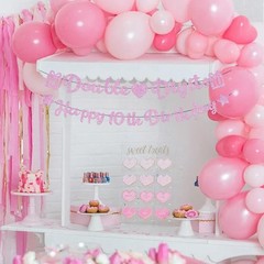 10th Birthday Decorations for Girl Banner – 12 cm x 14.3 cm, Pink