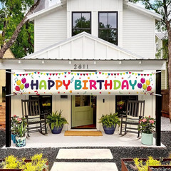 Large Colorful Happy Birthday Yard Banner Sign 118X19.7 Inch with Brass Grommets