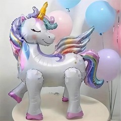 5 Pcs Self Standing Unicorn Balloons – 3D Rainbow and Star Foil Balloons for …