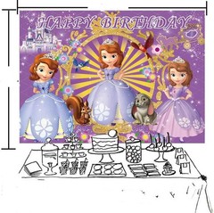 Sofia Princess Backdrop Banner Happy Birthday Party Photo Background Decorations