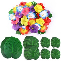 126Pcs Luau Party Decorations Supplies Tropical Palm Large, Multi Color