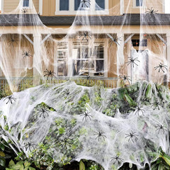 1400 Sqft Halloween Spider Webs Decorations with 150 Extra Fake Spiders, Supe…