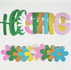 Hello Spring Banner and Flower Banner Colorful Glittery Spring Flower Banner …