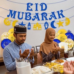 Eid Mubarak Decoration Set – Banner and 14 Latex Balloons for Festive Atmosphere
