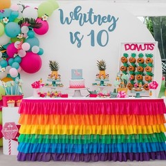 9ft Table Skirt Rainbow Tablecloth Unicorn Tutu Table Skirt for Rectangular