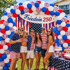 Patriotic Confetti Balloons Independence Day Birthday Party Supplies Decor