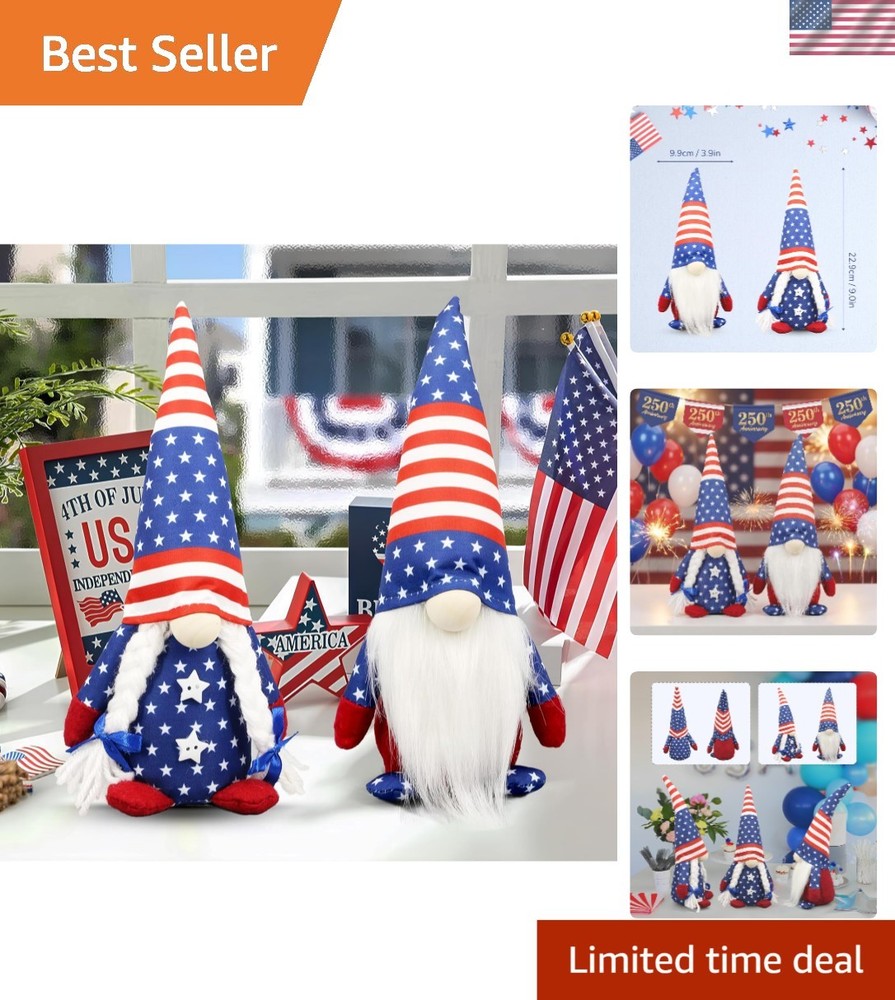 Charming 4th of July Gnome Couple – Perfect for Festive Indoor Decoration