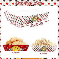 Casino Theme Party Decorations – 50 Pcs Casino Poker Paper Food Trays Disposable