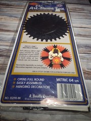 Vintage 90s Beistle Paper Art Tissue Black Fan 25” Hanging For Halloween Decor