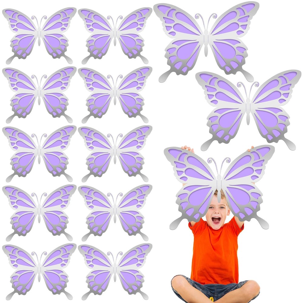 Geyee 12 Pcs 3D Large Butterfly Party Decoration Paper Butterfly Stickers in …