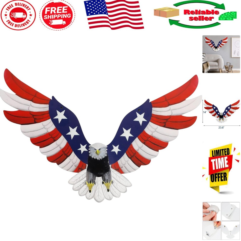 Large American Flag Bald Eagle Hanging Sculpture – Stylish Indoor/Outdoor Decor