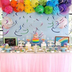 AimtoHome Party Swirl Decorations, Blue Foil Ceiling Hanging