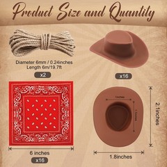 16 Set Mini Cowboy Hats for Crafts Plastic Tiny Western Cowgirl Hat with Band…