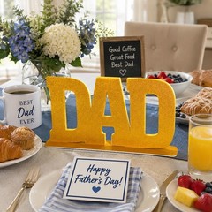 Large DAD Glittery Gold Foam Dining Table Cenerpiece Father’s Day 21″x11″ #279