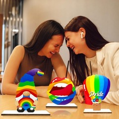 6 Pcs Gay Pride Table Wooden Decorations LGBT Pride Month Party Table Decor L…
