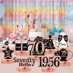 9Pcs 70Th Birthday Decorations Honeycomb Centerpieces for Women, Rose Gold Pink