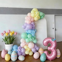 3rd Decoration for Girls,Easter Pastel Rainbow Macaron 3rd Balloon Number 3 B…
