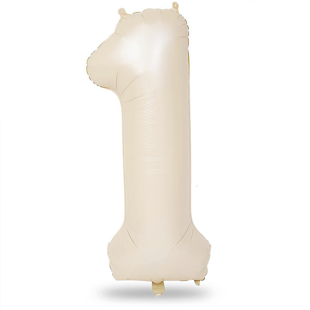 40 Inch Beige Number 1 Balloon for 1st Birthday Decoration, Large Self Inflat…