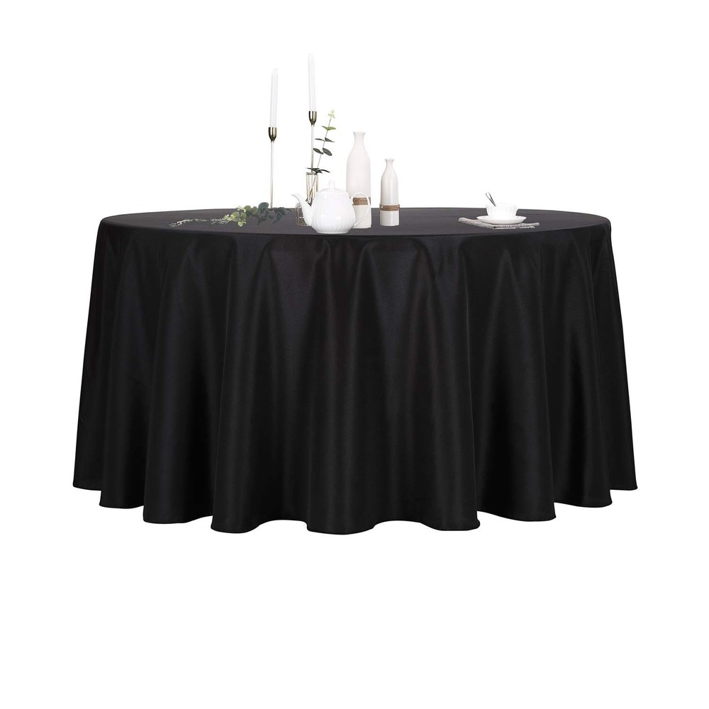 Ascoza 2pack 120 Inch Black Round Tablecloth in Polyester Fabric for Wedding/…
