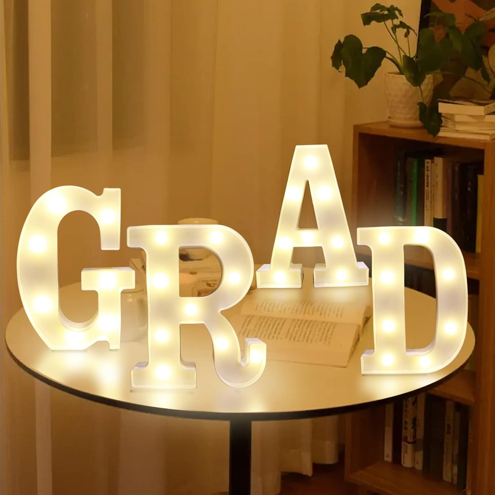 Graduation Decorations 2026 – 4PC Large Light up Letters GRAD Sign, LED Marquee