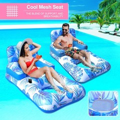 Pool Floats For Adults Tanning Inflatable Lounger With Cup Phone Holder Headrest