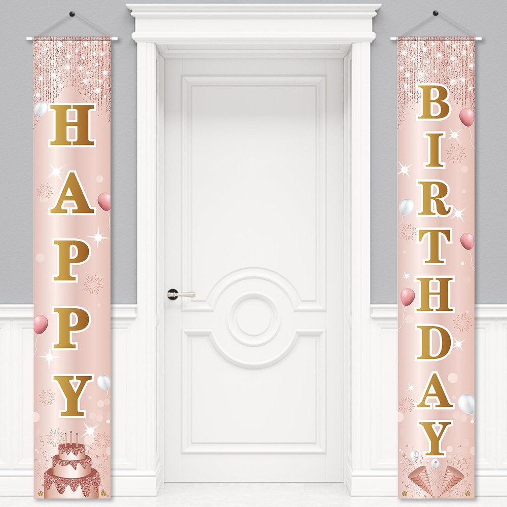 Birthday Decorations Banner, Happy Birthday Door Sign for Men Women Boys Girls I