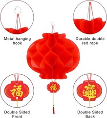 30Pcs Chinese Round Hanging Red Paper Lanterns Decorations 2024 New Year Decor