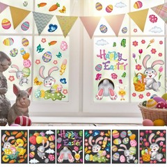 Easter Window Clings, 78 Pcs Easter Window Stickers Bunny Egg Glass Door Decals