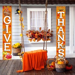 Happy Fall Thanksgiving Door Banner Outdoor Decor Harvest Porch Banners