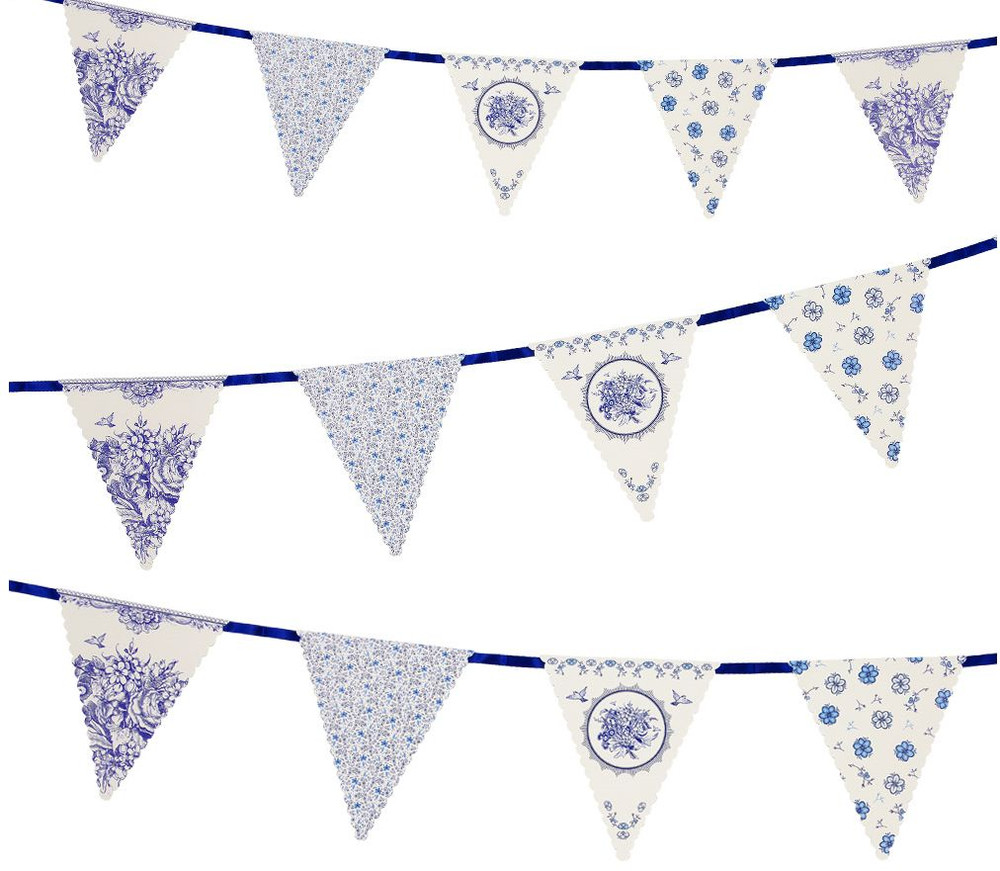 TALKING TABLES BLUE & WHITE GARLAND BANNER FLAGS GARDEN TEA PARTY MOTHERS DAY