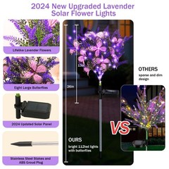 Solar Garden Lights Outdoor, 2 Pack Purple Lavender Solar Butterfly Lights Ga…