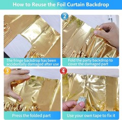 Glamorous Gold Tinsel Party Backdrops 3.3ft x 8.2ft – Perfect for All Occasions
