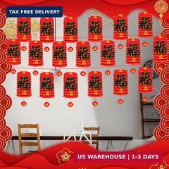 6Pcs Chinese New Year Decorations 2026, 6.3*9.8In Year of The Horse Red Fu Lante