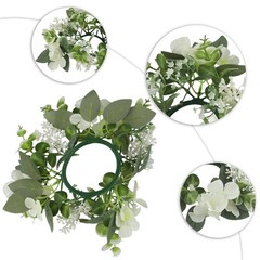 Decorative Candle Ring with Hydrangea Design for Table Centerpieces