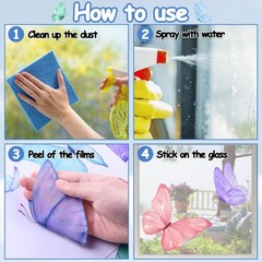 6 Sheets Spring Window Clings, Watercolor Butterfly Spring Decals, Removable Ant